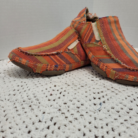 Tony Lama Women's Orange Striped Canvas Shoes - Picture 2 of 6